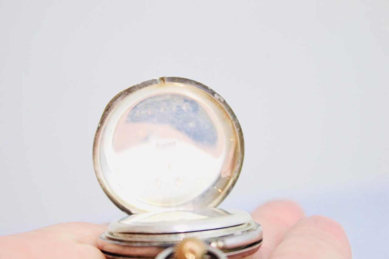 Sterling solid silver half hunter pocket watch sp… - image 14