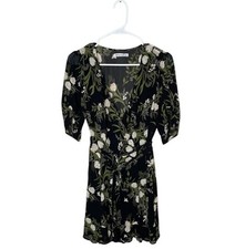 Reformation Monica Wrap Dress In Anastasia Size Medium Black White Floral