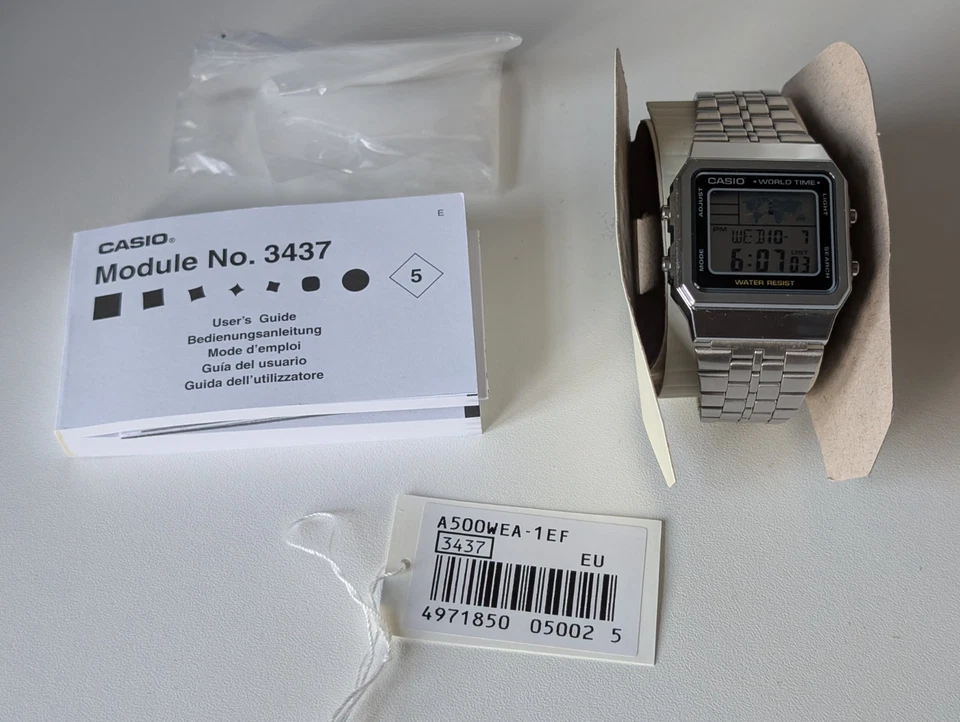 Casio A500WEA-1EF Stainless Steel Case, Stainless Steel Strap, Unisex Watch, photo 3 of 5