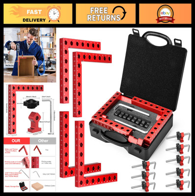 90 Degree Corner Clamp for Woodworking - 4 Pack Right Angle Positioning Squares,