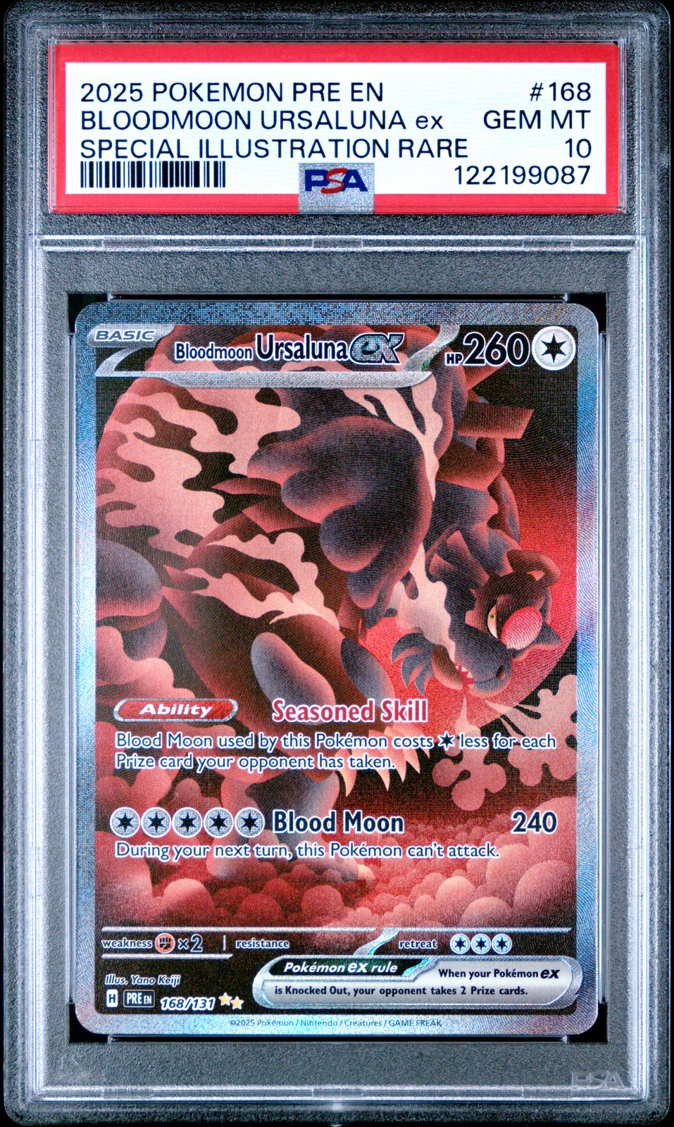 2025 POKEMON PRE EN-PRISMATIC EVOLUTIONS #168 BLOODMOON URSALUNA EX PSA 10