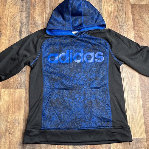 Adidas Essentials Fleece Hoodie Boys Large Blue Athletic Training Soccer 6408 - Picture 3 of 12