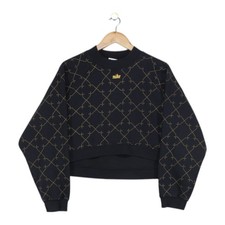 Nike Patterned Sweatshirt Womens Size L Black Cropped Relaxed Fit