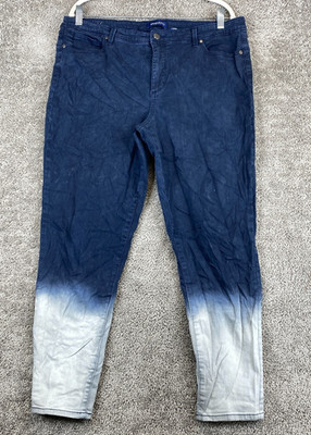 Bandolino Lisbeth Skinny Jeans Women's 14 Blue Dip Dye High Rise Dark Wash