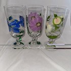 Set Of 3 Royal Danube Crystal Floral Ice Tea/Water Glasses  Signed 8 in — photo 3