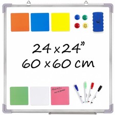 Whiteboard Set - Dry Erase Board 24 x 24 in with 1 Magnetic Eraser, 4 Dry Wip...
