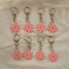 Light Pink Daisy Flower Keychain 3D Printed Floral Keyring Cute Gift