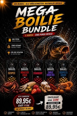 Mega Boilies Bundle 25Kg -Sonderangebot- Karpfen/Carp/Angeln/Fisch/Karpfenangeln