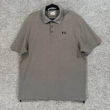Under Armour Polo Shirt Mens XL Gray HeatGear Loose Fit Short Sleeve Golf Top