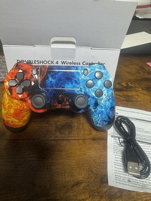 4Games BGP-2016 Wireless Controller Fire & Ice Color for PS4 w/ USB Cable