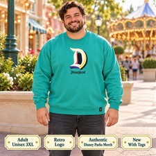 Disney Parks ADULT 3XL Disneyland Teal Pullover Sweatshirt Retro Logo XXXL NWT