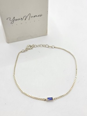 Ihr Name Schmuck Saphir Stab Box Kette Sterlingsilber Armband 6-7''
