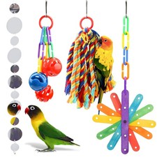 4PCS Small Bird Cage Toys Swing Hanging Chew Set for Parakeet Cockatiel Parrot