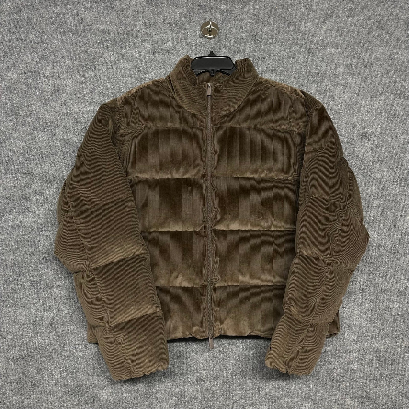 Jordan Puffer Jacket Mens Medium Baroque Brown Corduroy Duck Down Loose Fit - second product detail image