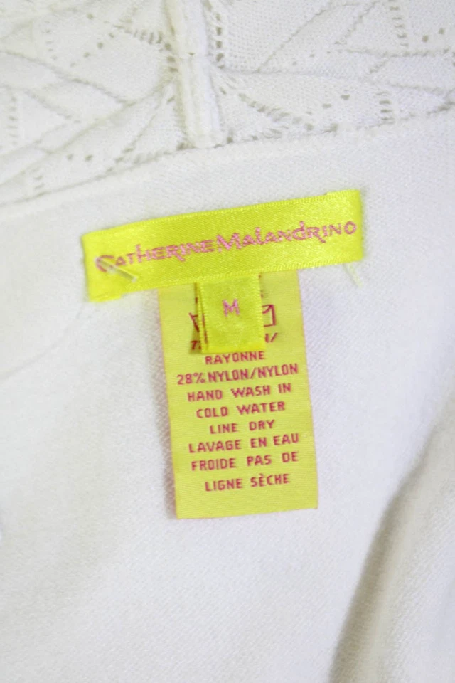 Vestido Catherine Malandrino Feminino Decote V Manga Curta Branco Tamanho M - Imagem 4 de 4