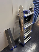 4 Step Extension Ladder, 11.3 Ft Multi Position Ladder with Removable Tool Tray