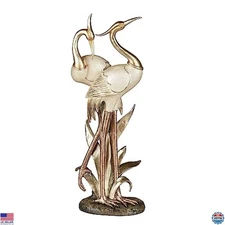 Elegant Touch Double Crane Metallic Table Sculpture - Ivory, Gold, Copper Accent