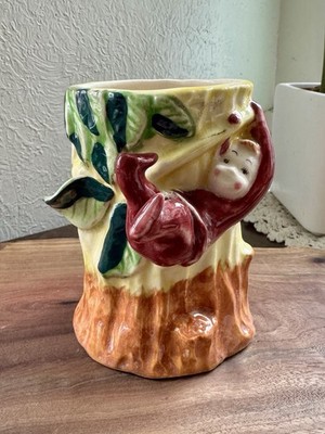 Vintage Pixie Elf Ceramic Vase Tree Stump Planter Woodland Fairy Garden 4.5''