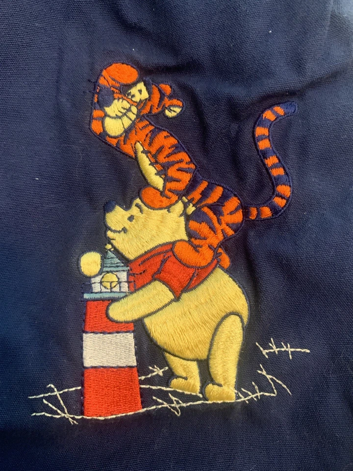 Винтажный синий комбинезон Disney с вышивкой тигр и пух морская тематика 24 мес - Изображение 2 из 4
