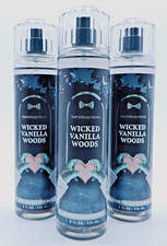3 BATH  BODY WORKS WICKED VANILLA WOODS FINE FRAGRANCE BODY MIST SPRAY 8 oz NEW