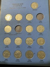 1922 to 1960 Canada 5 Cents Nickel Album With 44 Coins