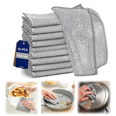 10 PCS NonScratch Wire Dish Cloth Single Layer Multipurpose Cleaning Rags