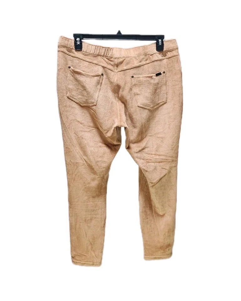 Leggings Hue de veludo comprimento do tornozelo ajuste fino cintura média elástica camelo GG - Imagem 2 de 4