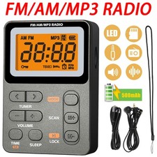 Portable Radio AM FM Rechargeable Pocket Radio W/ Best Reception Digital Tuning