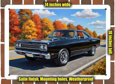 Metal Sign - 1969 Plymouth Road Runner 36 Oil Painting - 14x10