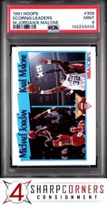 1991 HOOPS #306 MICHAEL JORDAN-KARL MALONE HOF SCORING LEADERS PSA 9