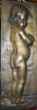 France high relief nude child MIDY by Bouchardon bronze approximately 6" x 17"