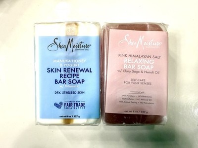 SheaMoisture Manuka Honey and Yogurt & Pink Himalayan Salt Bar Soaps 8 oz - New