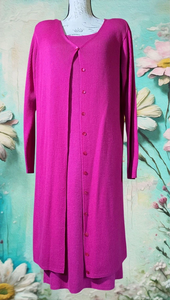 Vestido Linda Allard Ellen Tracy años 90 2 piezas lana/seda con cárdigan conjunto pulido Foto 2 de 4