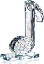 QFkris 5'' Height Crystal Eighth Note Figurines Collectibles Glass Dark Clear 