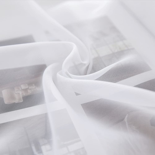 Fenster Volant Halb Fenster Transparent Gardinenstange Tasche Voile Vorhänge Extra Breit... - Bild 6 von 9
