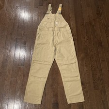 Carhartt Rugged Flex Canvas Bib Overalls Men 42x34 Tan Relaxed Fit OR2987-M NEW