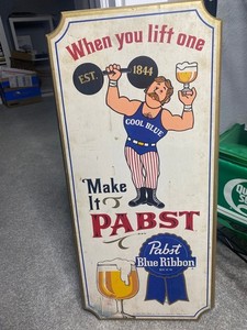 Pabst Blue Ribbon Cool Blue Wooden Bar Sign When You Lift One Make It Pabst PBR