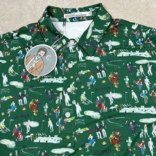 Criquet Performance Golf Polo Shirt Mens Large Short Sleeve All Over Print