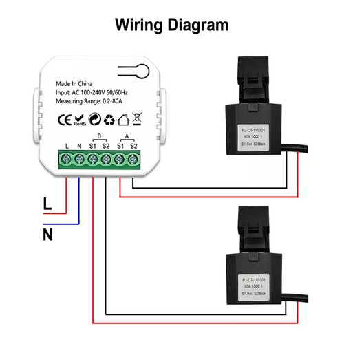 Smart Life WiFi Energy Meter 80A With Current Transformer Clamp Power Monitor * - Picture 6 of 23