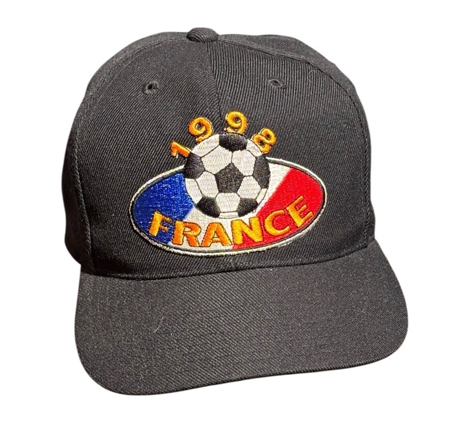 NOS Vintage World Cup France 1998 Snapback Hat Black Kee & Ed USA 90s Soccer New
