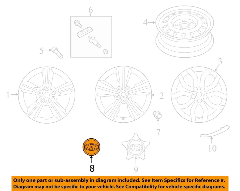 Tapa central de llanta Hyundai Veloster 2012 azul oscuro R5GR6 Foto 3 de 4