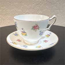 Crown Staffordshire Bone China Floral Painted Decorated Tea Cup  Saucer Set
