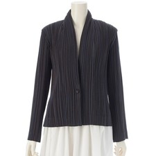 ISSEY MIYAKE Pleated Stitch Design 1B Tailored Jacket Tops IM94-FD611 Black Blue