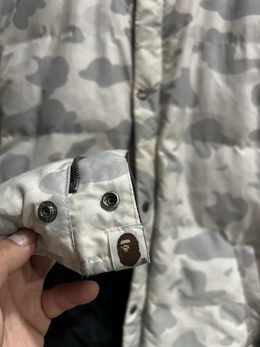 Reversible Down Puffer BAPE Jacket Black X White Camo A Bathing Ape Size XL RARE - Picture 5 of 12