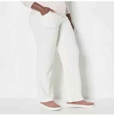 Denim & Co. Comfort Zone Dream Fleece Full-Length Pants-Natural-XS-NEW-A460325