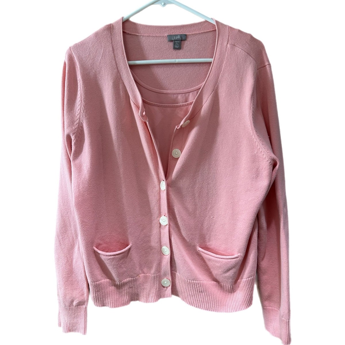 Stretch Women’s Large Petite Pink Sweater and Matching Tank **READ**