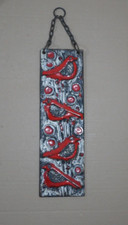 Vintage Wandbild Platte Fliese Relief V&ouml;gel Ruscha rot Studio Keramik 70er