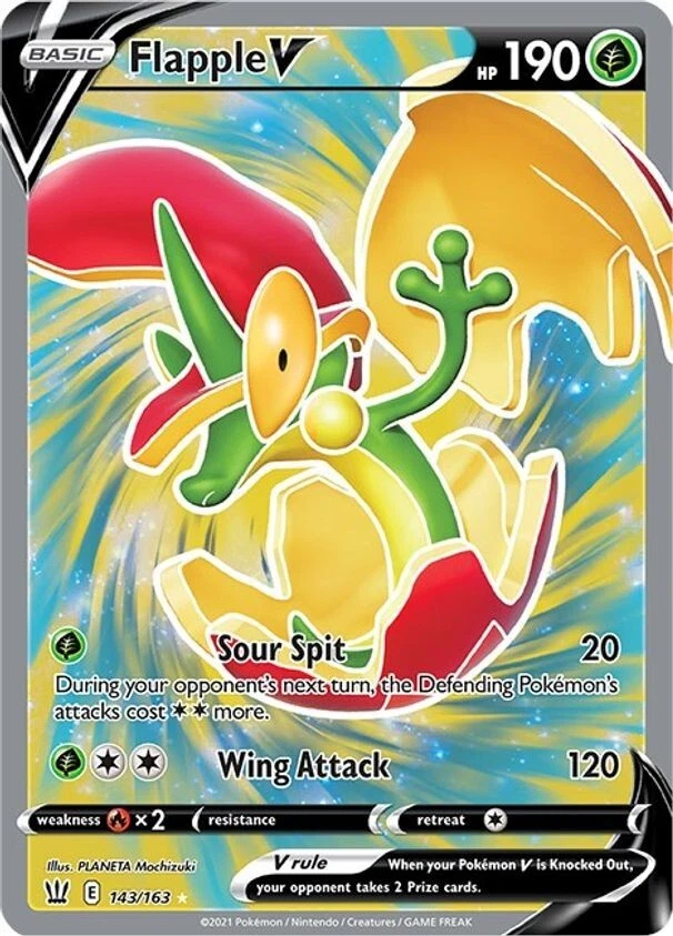 Flapple V - 143/163 - Pokemon Battle Styles Sword & Shield Full Art Rare Card NM