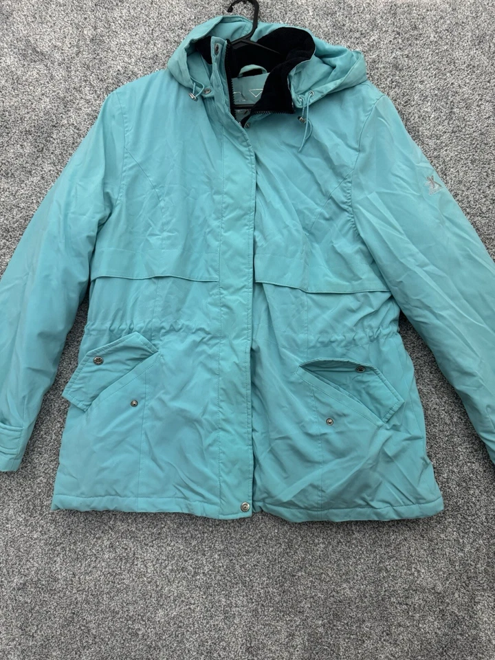 Abrigo de invierno Zero Xposure para mujer XL forrado de piel sintética cálido capucha extraíble azul aguamarina Foto 3 de 4
