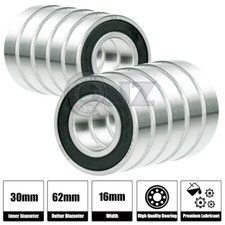 10x 6206-2RS-EMQ Ball Bearing EMQ Standard New RS Rubber Seal 30mm x 62mm x 16mm